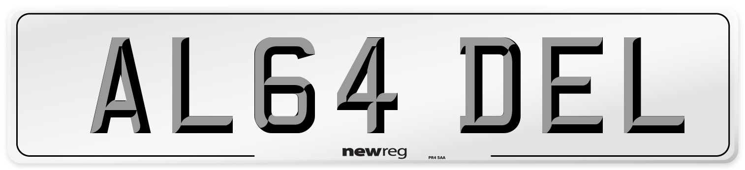 AL64 DEL Number Plate from New Reg